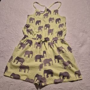 Tea Collection girls size 16 lime with brown elephant romper NEW